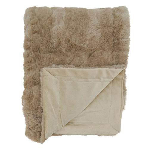 Bedroom and Living Room Décor Natural Ultra Soft Blanket for Couch Fennco Styles Luxury Faux Mink Fur Throw Blanket 50 W x 60 L 